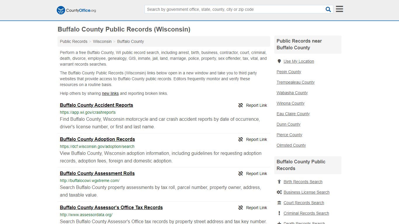 Public Records - Buffalo County, WI (Business, Criminal, GIS, Property ...